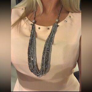 NWT 16” Silver Layered Beaded Necklace